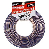 Кабель акустический 2х2.50 мм прозрачный BLUELINE. мини-бухта 20 м, | код 01-6208-3-20 | REXANT