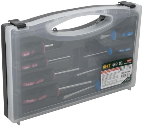 Отвертки ''Универсал'' Профи, CrV сталь, прорезиненные ручки, в чемоданчике, набор 8 шт | код 56042 | FIT фото 3