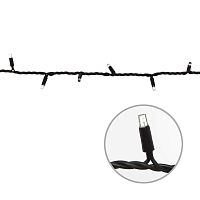 Гирлянда светодиодная ULD-F90PRO S10M-100/TBK WH 10м без вилки с эффектом мерцания соединяемая 100 светодиодов бел. свет (4000К) IP67 провод черн. Uniel UL-00013213