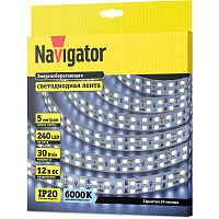 Лента светодиодная 14 463 NLS-2835CW240-30-IP20-12V (уп.5м) NAVIGATOR 14463