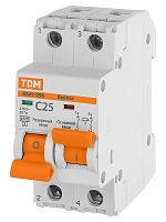 Авт. выкл. с мех. блок. (байпас) ВА47-29Б 1Р+1Р 25А 4,5кА х-ка C TDM | код SQ0206-0402 | TDM