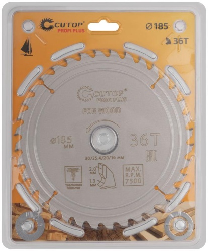 Диск пильный по дереву с тефлоновым покрытием 36Т, Profi plus, 185x1,3/2,0x30/25,4/20/16 мм | код 75-18536Т | FIT фото 2