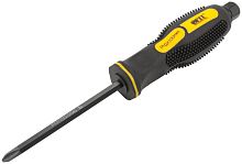 Отверткa ударная, сталь S2, шестигран.жало, боек под ключ, прорезиненная ручка, Профи 6х100 мм PH2 | код 55626 | FIT