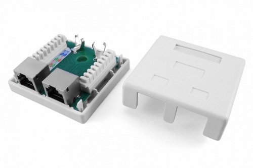 Розетка компьютерная SB1-2-8P8C-C5e-SH-WH RJ-45(8P8C) кат 5e экранированная (SB1-2-8P8C-C5e-SH-WH) | код 430233 | Hyperline