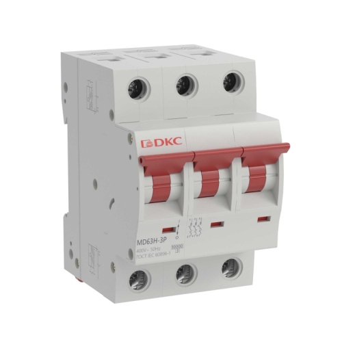 Автоматический выключатель модульный YON max типа MD63H, 10кА, 3 полюса, хар-ка C, 6А | код MD63H-3PC6 | DKC