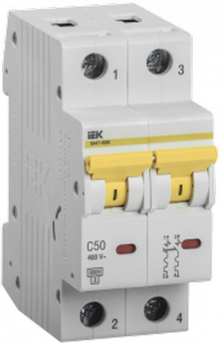 Выключатель автоматический модульный 2п C 50А 6кА ВА47-60M | код MVA31-2-050-C | IEK