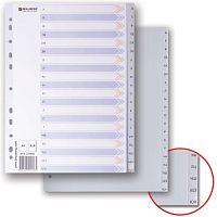 Разделитель пластиковый BRAUBERG, А4, 20 листов, алфавитный А-Я, оглавление, серый, Китай, 221845 | код 221845 | BRAUBERG