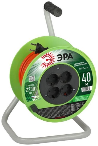 Удлинитель на катушке 4х40м без заземл. RP-4-2x1.0-40m ПВС 2х1 | код Б0059783 | Эра Удлинитель на катушке 4х40м без заземл. RP-4-2x1.0-40m ПВС 2х1 | код Б0059783 | Эра
