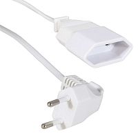 Удлинитель-шнур сетевой RUICHI Y001/ST2, с заземлением, розетка прямая-вилка угловая 90°, 2х0.5 мм?, 1.8 м, белый | код 115654 | Ruichi