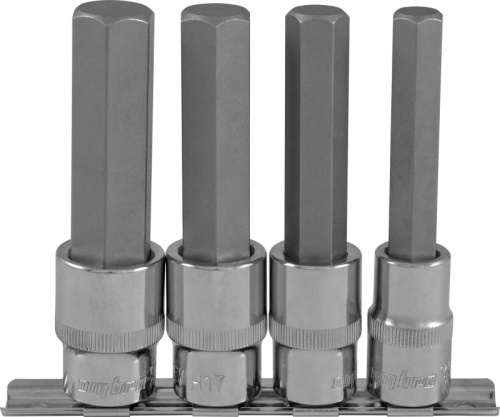 921204 Набор насадок торцевых 1/2DR с вставками-битами шестигранными на держателе, H12-H19, 100 мм, 4 предмета | код 921204 | Ombra 921204 Набор насадок торцевых 1/2DR с вставками-битами шестигранными на держателе, H12-H19, 100 мм, 4 предмета | код 921204 | Ombra