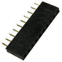 Гнездо для плат 2.54 мм RUICHI PBS-1x10 (PBS-10)шаг 2.54 мм, 10 контактов | код 56237 | Ruichi