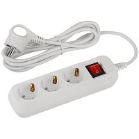 Удлинитель электрический UDL-10-330-ES Greenline 3 розетки с заземлением с выключателем 3м ПВС 3х0.75кв.мм Эра Б0065047