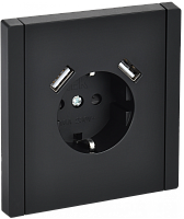 FORTE&PIANO Роз. з/к/ш в/к 16А USB A+A 3,1А FP145 чер. IEK | код FP-R14-16-U21-D31-K02 | IEK