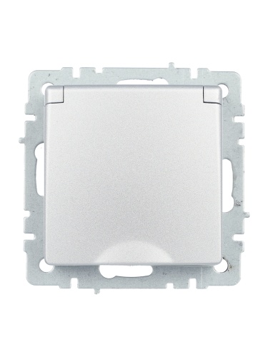 BRITE Розетка 1-местная с заземлением с защитными шторками и крышкой 16А IP44 РСбш10-3-44-БрА алюминий | код BR-R16-16-44-K47 | IEK фото 8