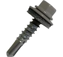 Саморез кровельный 4.8х70 RAL7004 сверло №1 шайба d=14мм с EPDM прокладкой | код 335978 | Руфкомплект