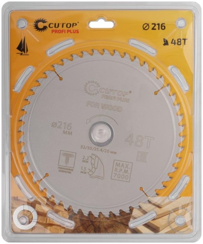 Диск пильный по дереву с тефлоновым покрытием 48Т, Profi plus, 216x1,5/2,2x32/30/25,4/20 мм | код 75-21648Т | FIT фото 2 Диск пильный по дереву с тефлоновым покрытием 48Т, Profi plus, 216x1,5/2,2x32/30/25,4/20 мм | код 75-21648Т | FIT фото 2