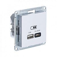Розетка USB AtlasDesign тип A+C 45Вт QC PD высокоскор. ЗУ механизм бел. | код. ATN000129 | Systeme Electric