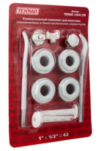 Унив. комплект 1/2" (с 2-мя кронштейнами) TENRAD для монтажа радиаторов | код. TENRAD.100A1 | VALTEC