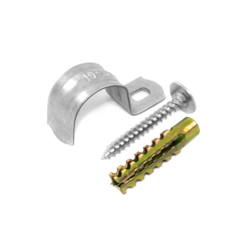 Комплекты для крепления ОКЛ с использованием самореза, дюбеля и скобы СМО d19-20 мм (100 шт) Промрукав | код PR08.4996 | ПРОМРУКАВ