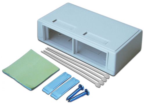 Коробка настенная на 2 модульные вставки, белая | код LAN-MB-M4-WH | LANMASTER