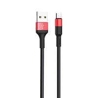 Кабель USB 2.0 hoco X26, AM/microBM, черно-красный, 1м | код 6957531080220 | Hoco