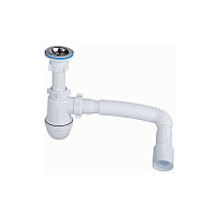 Сифон МИНИ ЭЛИТ для моек и раковин 1'1/2 х 40/50 мм с нержавеющей чашкой 70 мм и с гофротрубой L800 мм | код 30986760 | VIRPlast