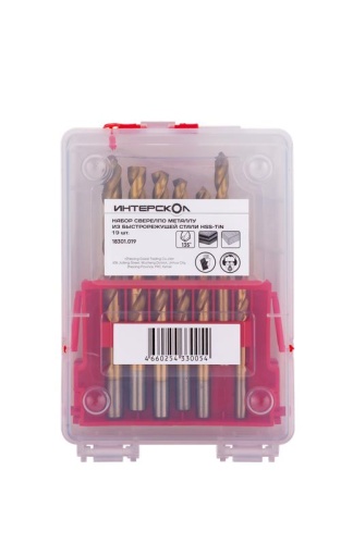 Набор сверел по металлу из быстрорежущей стали HSS-TiN 19 шт | код 18301.019 | ИНТЕРСКОЛ фото 2