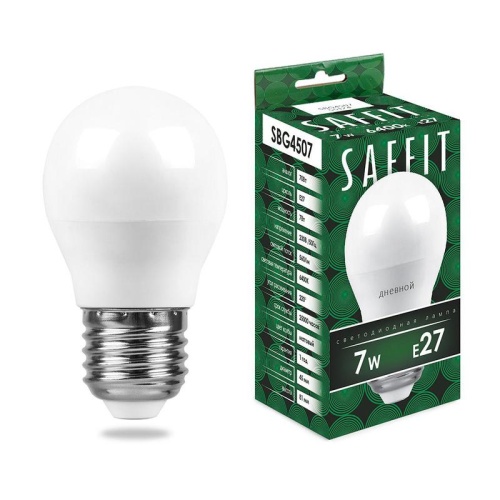 Лампа светодиодная 7Вт 230В E27 6400К G45 SBG4507 SAFFIT 55124