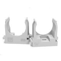 Крепеж-клипса для труб атмосферостойкая для прямого монтажа серая в п/э d25 мм (100шт/700шт уп/кор) Промрукав | код PR13.0403 | ПРОМРУКАВ