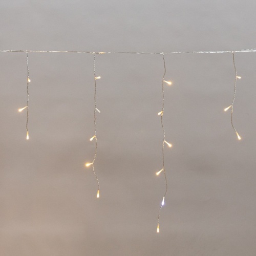 Гирлянда светодиодная Айсикл (бахрома) 5х0,6м, с эффектом мерцания, прозрачный провод, IP44, 230В, диоды ТЕПЛЫЕ БЕЛЫЕ, 112LED NEON-NIGHT | код 255-526 | NEON-NIGHT