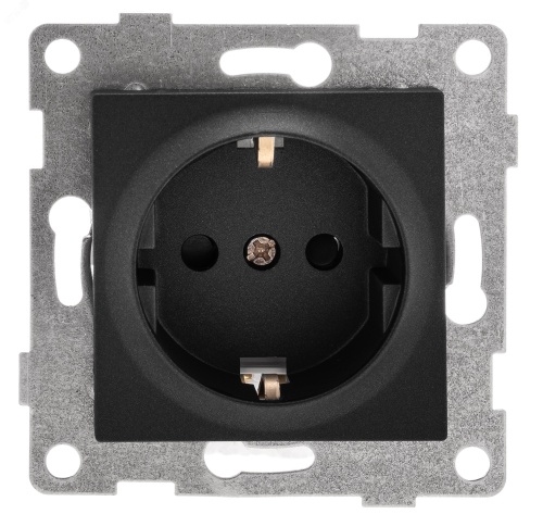 GUSI Ugra механизм розетки 1-ой с/з с з/ш, скрытая установка, 16А, 250В. Цвет графит. | код С11Р4-010 | GUSI ELECTRIC
