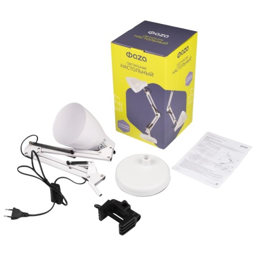 Светильник настольный TBL-02 Е27 на струбцине утяжеленная подставка белый ФАZА | код 5046252 | JazzWay фото 7
