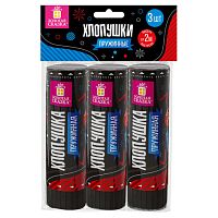 Хлопушка пружинная ЗОЛОТАЯ СКАЗКА НАБОР 3 шт., 15,5 см, фольга, серпантин/конфетти, ассорти | код 591471 | ЗОЛОТАЯ СКАЗКА