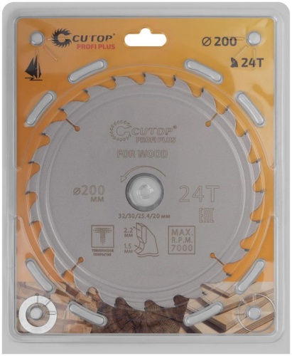 Диск пильный по дереву с тефлоновым покрытием 24Т, Profi plus, 200x1,5/2,2x32/30/25,4/20 мм | код 75-20024Т | FIT