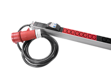 Верт блок розеток, мониторинг, измерение, 3 фазы 16А, 36C13, 1420 мм, вх IEC 309, шнур 3м | код R-MC8-3x16-36C13-MI-1420-3-3PN | REM