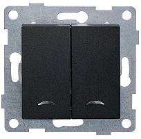 GUSI Ugra механизм выключателя 2кл. (инд), скрытая установка, 10А, 250В. Цвет: графит. | код С11В28-010 | GUSI ELECTRIC