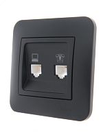 KARINA Розетка компьютер+телефон чёрный бархат (10шт/120шт) | код 707-4288-143 | Lezard