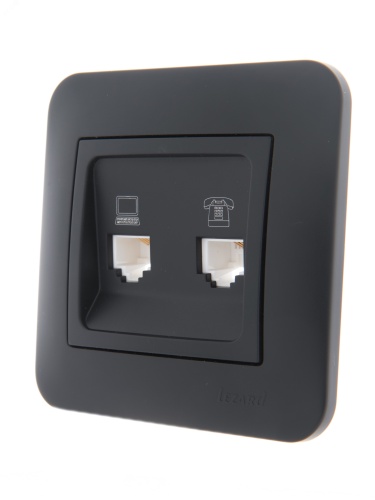 KARINA Розетка компьютер+телефон чёрный бархат (10шт/120шт) | код 707-4288-143 | Lezard