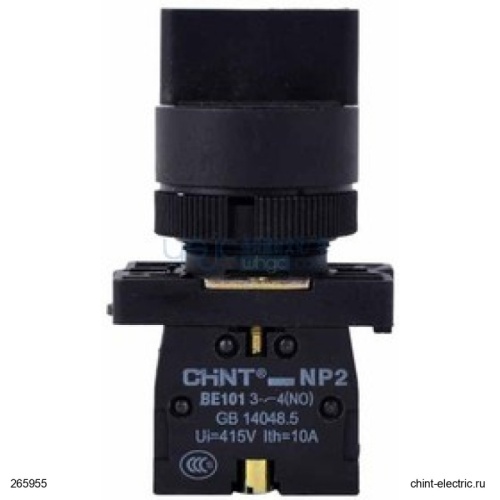 Переключатель NP2-BK12461, 2 положения с фиксацией 1НО, красная AC/DC220В (LED) IP40 (R)(CHINT) | код 265955 | CHINT