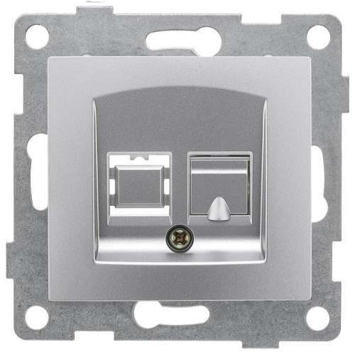 Розетка компьютерная 1-м СП Bravo RJ45 механизм серебр. | код С10К1-004 | GUSI