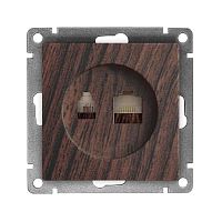 Розетка компьютерная+телефонная UNIVersal серия Афина, с/у, 1А, RJ45, RJ12, венге (еврослот), механизм | код A0052-V | Universal