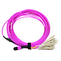 Сборка кабельная MPO-12LC, 12 волокон OM4, низкие потери, LSZH, 3 м, розовая | код LAN-12M-12LC/OM4-3.0 | LANMASTER