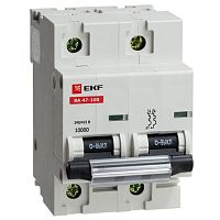 Автоматический выключатель ВА 47-100, 2P 25А (D) 10kA EKF | код. mcb47100-2-25D | EKF 