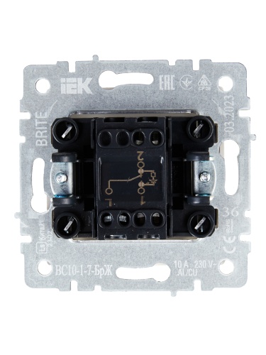 BRITE Выключ. 1-кл. прох. с инд. 10А ВС10-1-7-БрЖ жемч. IEK | код BR-V12-1-10-K36 | IEK фото 5