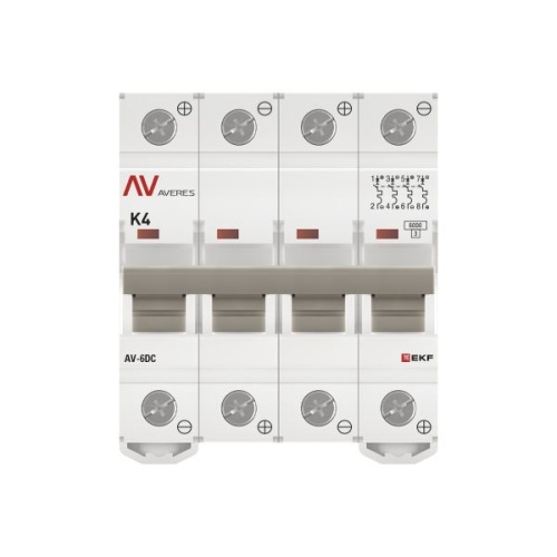 Выключатель автоматический AV-6 DC 4P 4A (K) 6kA EKF AVERES | код mcb6-DC-4-04K-av | EKF фото 5 Выключатель автоматический AV-6 DC 4P 4A (K) 6kA EKF AVERES | код mcb6-DC-4-04K-av | EKF фото 5