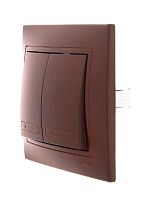 MIRA Выключатель двухклавишный вишня | код 701-0601-101 | Lezard