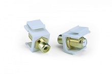 Вставка формата Keystone Jack F-type / RCA желтый (IN/OUT) gold plated ROHS белая, Hyperline KJ1-RCA/YL-FHG-WH | код 247386 | Hyperline