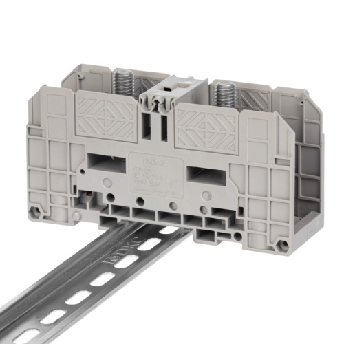 Клемма проходная, болтовой зажим, 2 точки подключения, 120 кв.мм, серая | код FER-120 | DKC