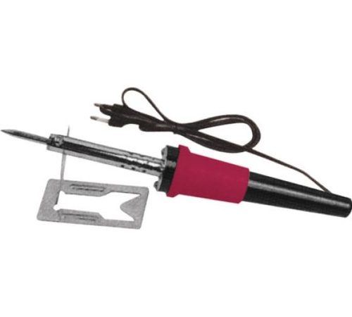 Паяльник 220 В, пластиковая ручка, доп-но подставка для паяльника и два сменных жала, D=4,8 мм, 40 Вт | код 60481 | FIT
