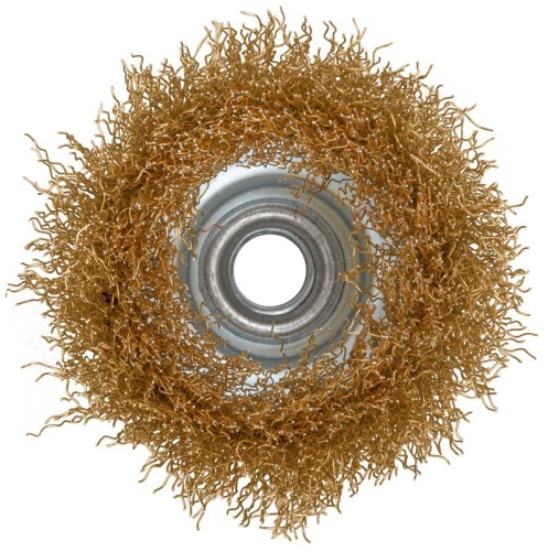 Корщетка-чашка гайка М14 стальная латунированная волнистая проволока 75мм FIT 39267 фото 5 Корщетка-чашка гайка М14 стальная латунированная волнистая проволока 75мм FIT 39267 фото 5